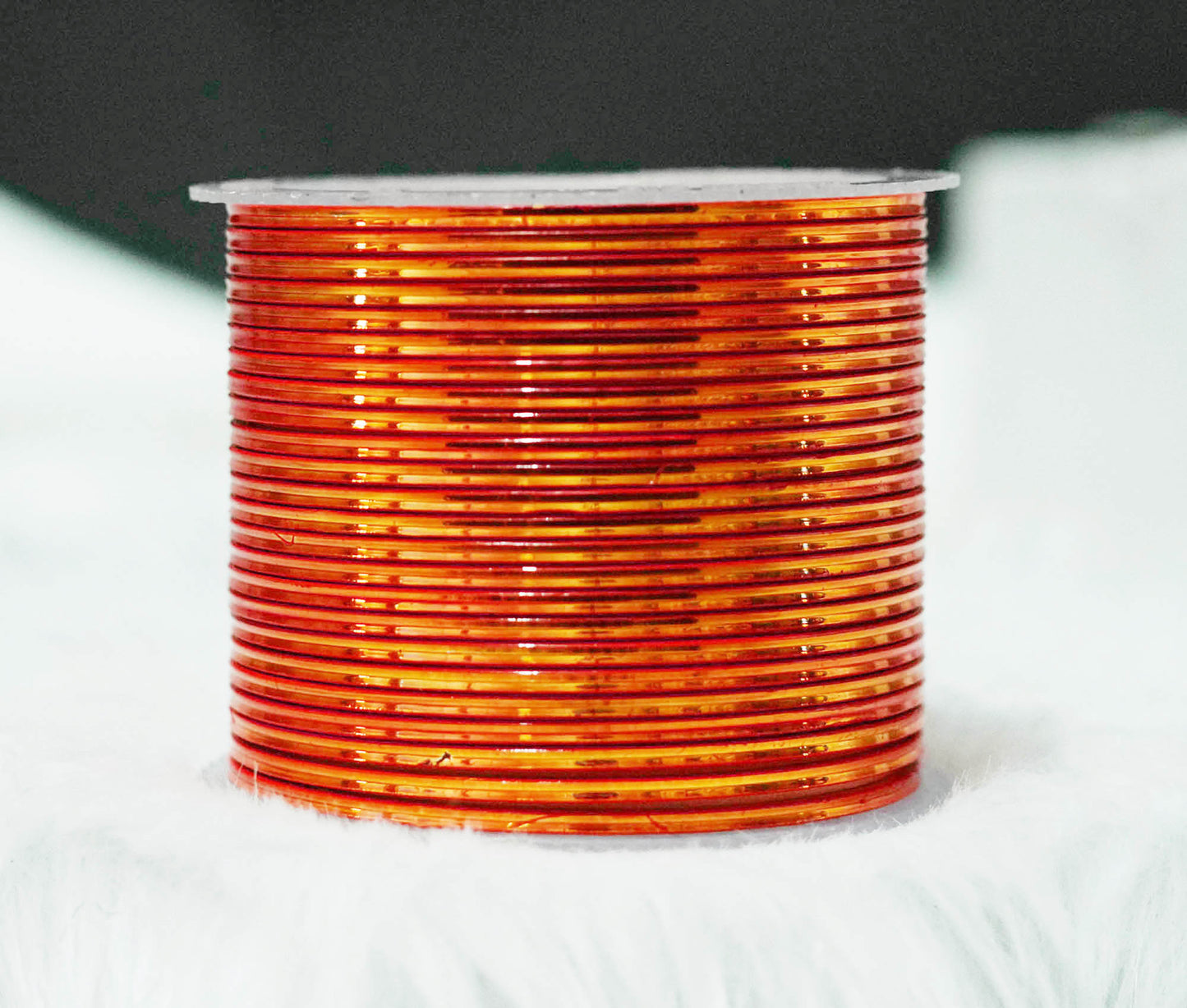 Orange Color Glossy Metal Bangle for Women & Girls (Pack of 24)