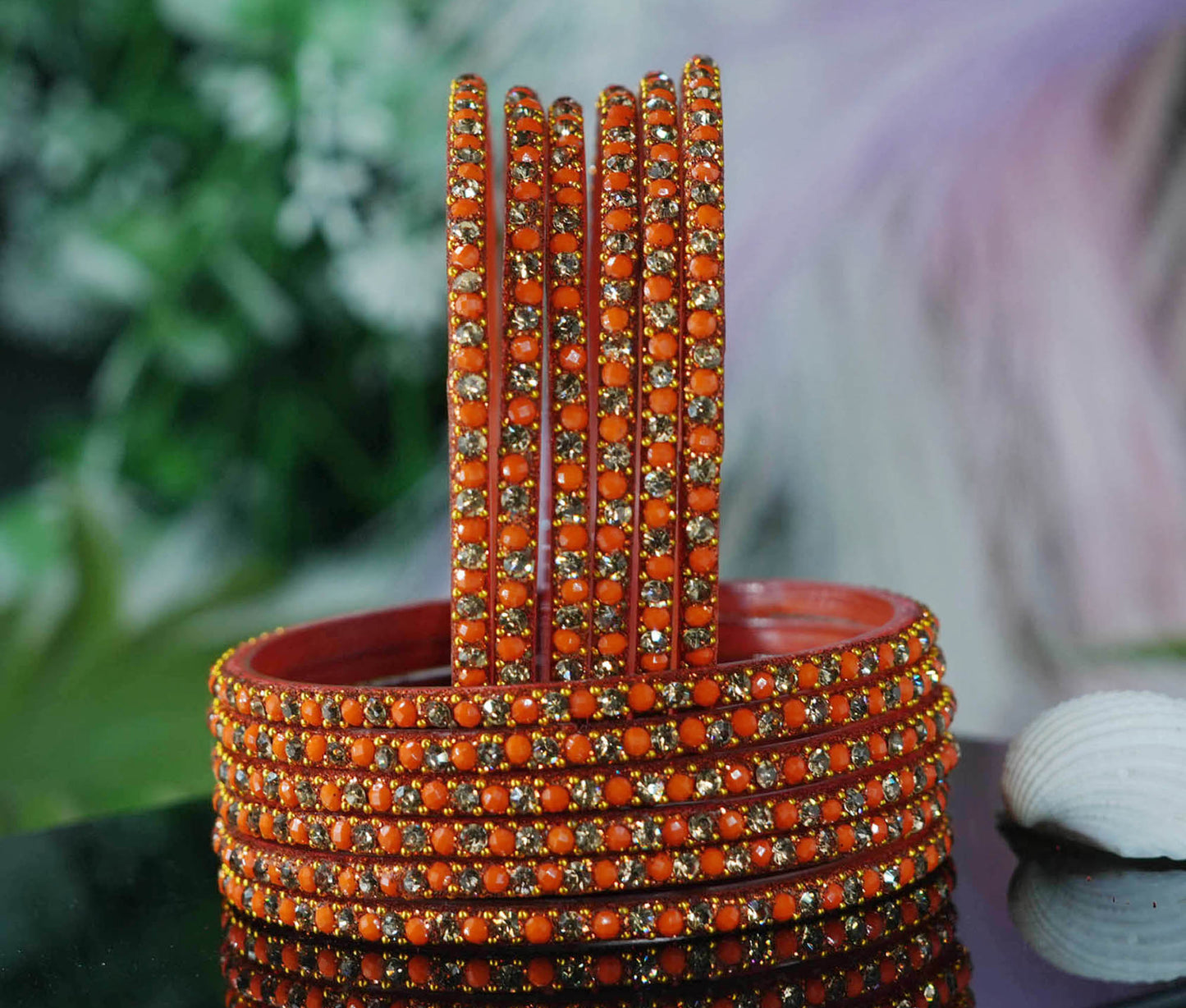 Glass Bangles with Beads Studded for Women & Girls | Multiple Color Chudiyan (Pack of 12 Bangles)