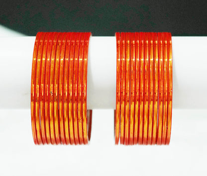 Orange Color Glossy Metal Bangle for Women & Girls (Pack of 24)