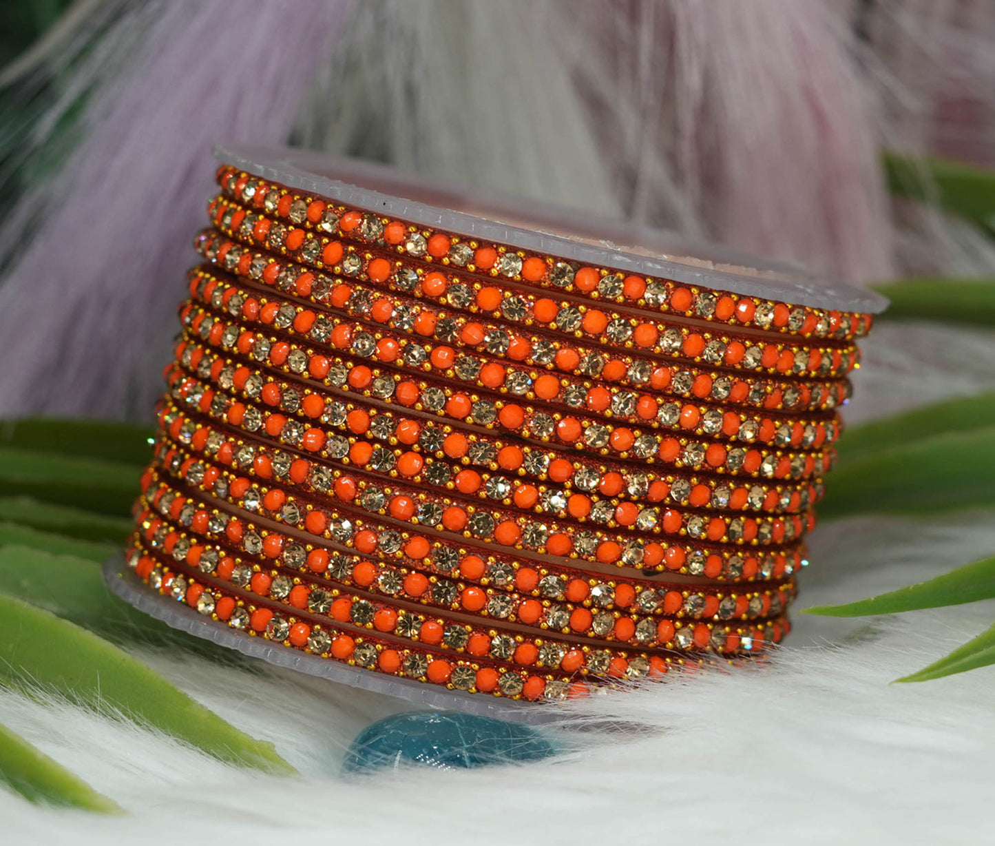 Glass Bangles with Beads Studded for Women & Girls | Multiple Color Chudiyan (Pack of 12 Bangles)