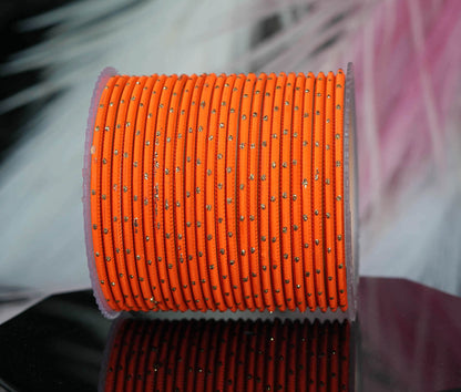 Orange Dot Design Matte Finish Metal Bangle for Women & Girls (Pack of 24)