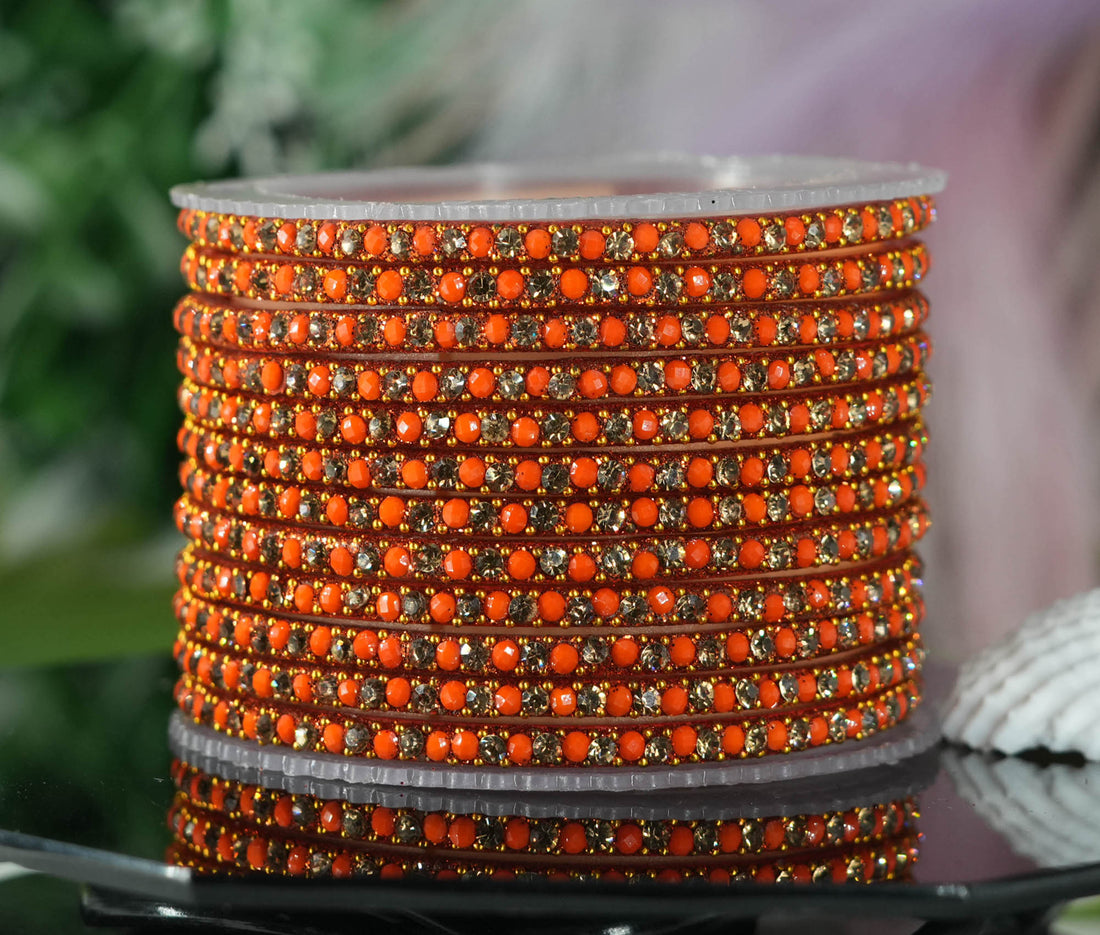 Beautiful Glass Bangles for Women & Girls | Crystal Beads Stone Work Multiple Color Chudiyan