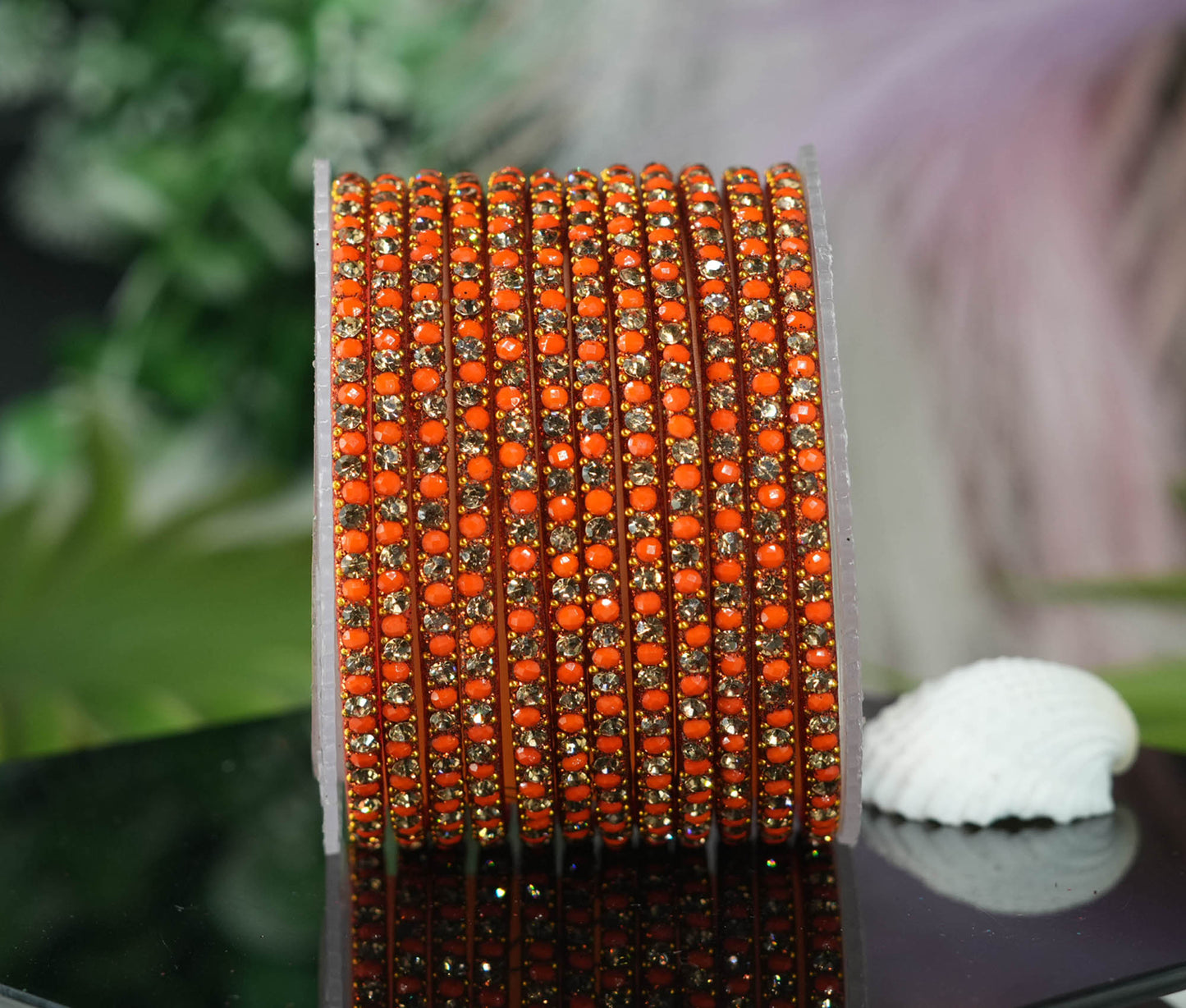 Glass Bangles with Beads Studded for Women & Girls | Multiple Color Chudiyan (Pack of 12 Bangles)