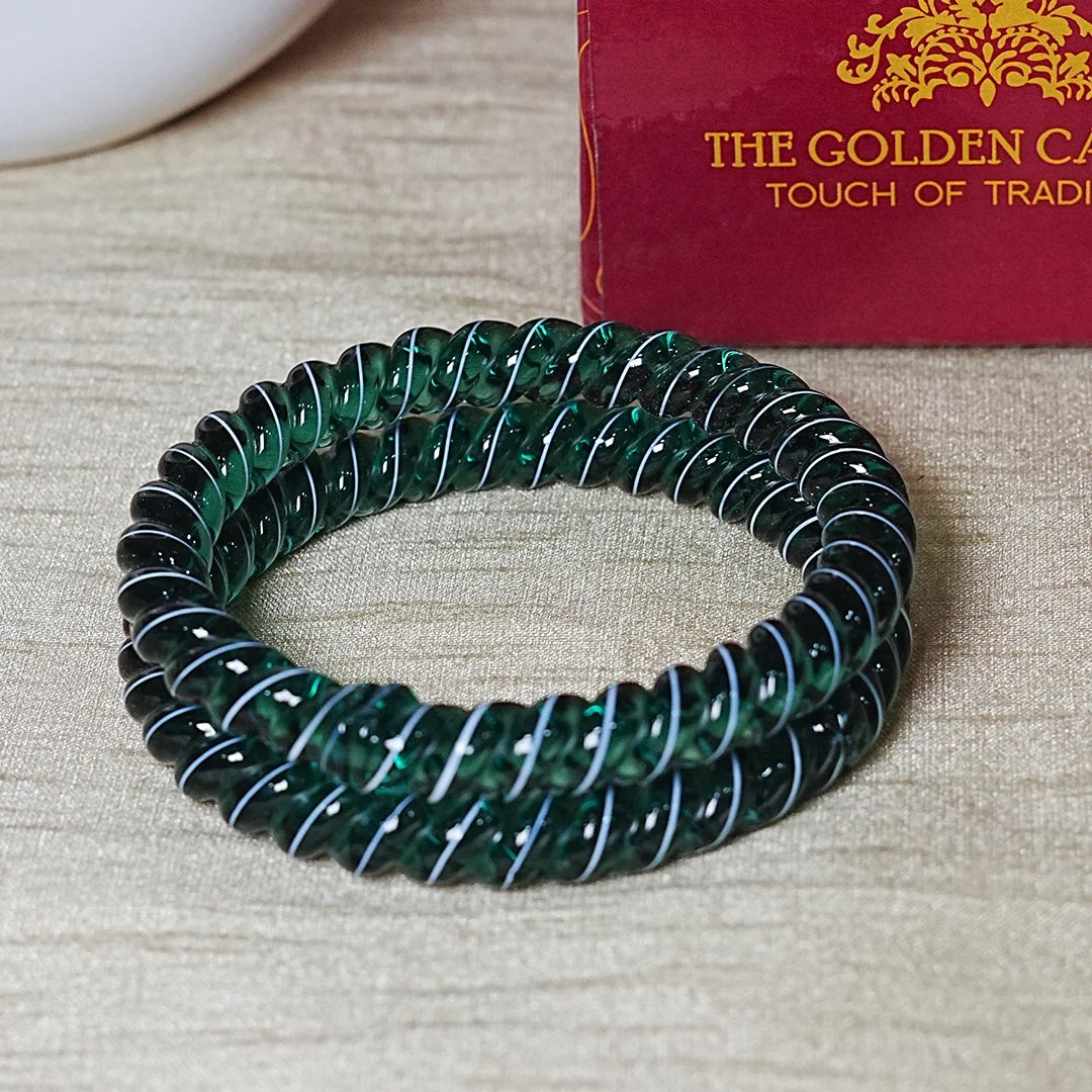 Designer Spiral Pattern Glass Kada Bangles for Women (Pack of 2)