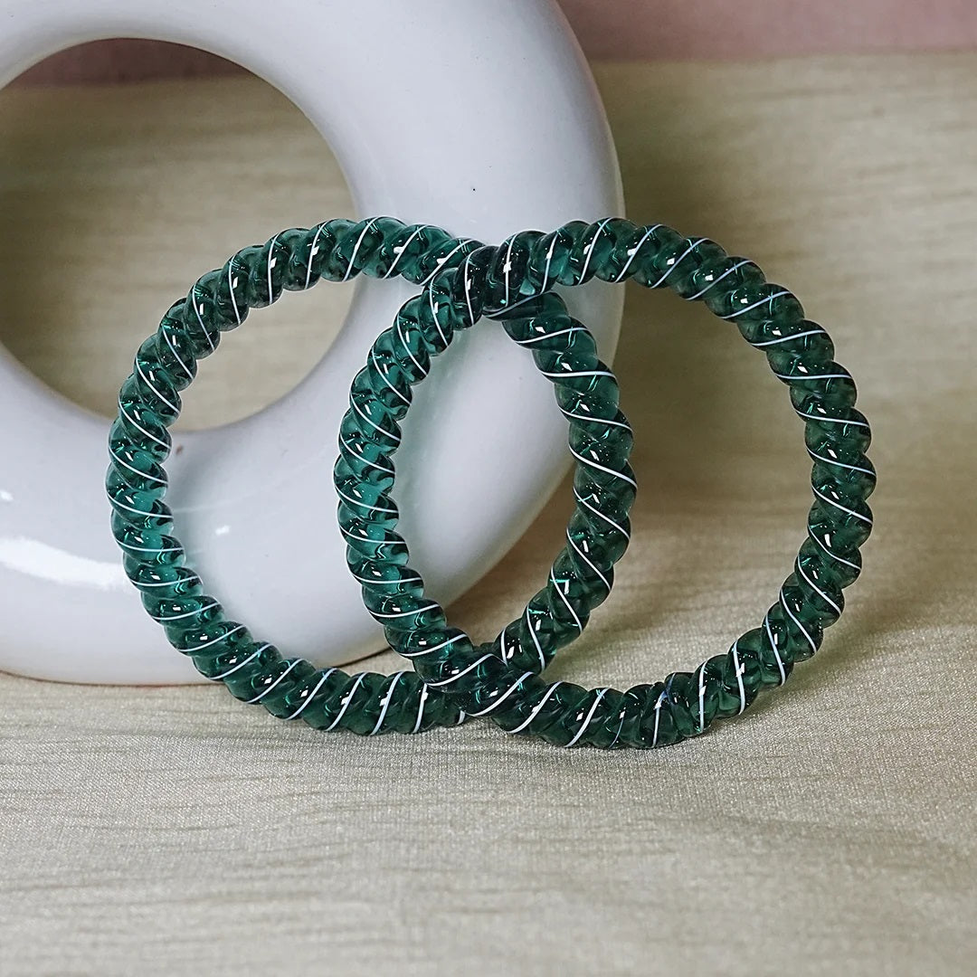 Designer Spiral Pattern Glass Kada Bangles for Women (Pack of 2)