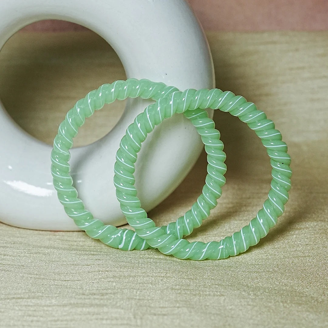 Designer Spiral Pattern Glass Kada Bangles for Women (Pack of 2)