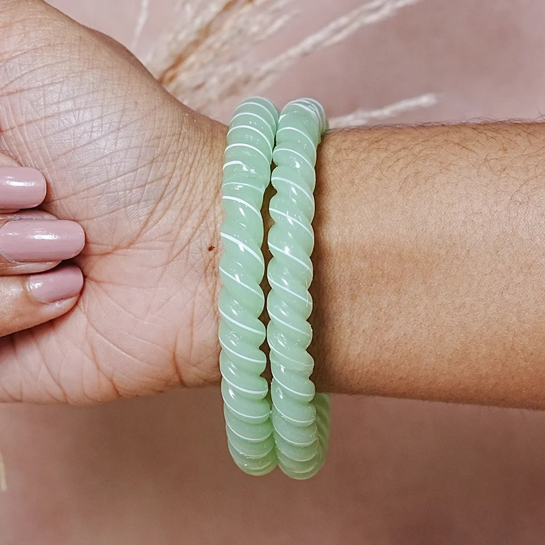 Designer Spiral Pattern Glass Kada Bangles for Women (Pack of 2)