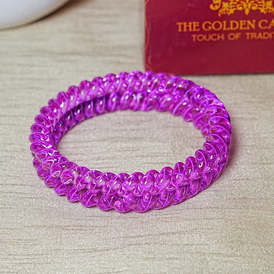 Designer Spiral Pattern Glass Kada Bangles for Women (Pack of 2)