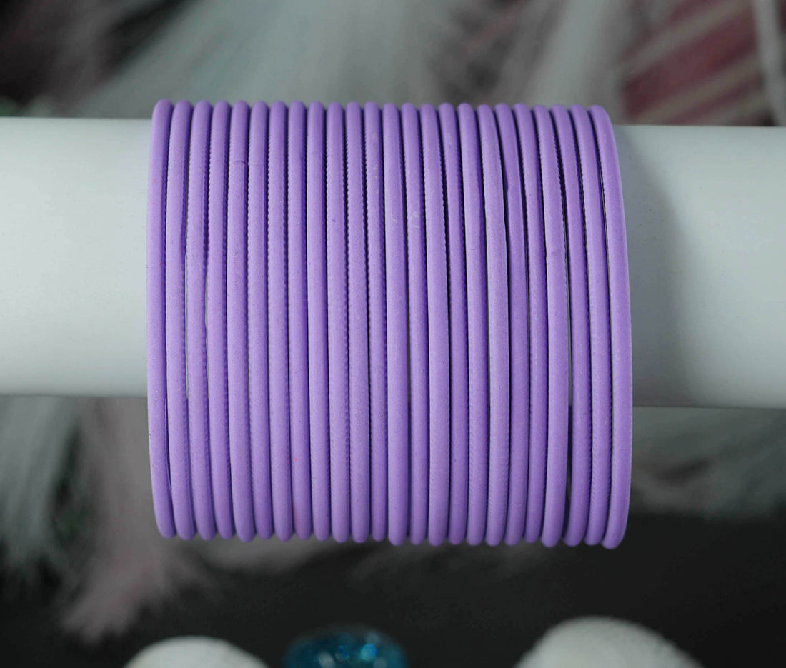 Purple Color Plain Matte Metal Bangles for Women & Girls (Pack of 24)