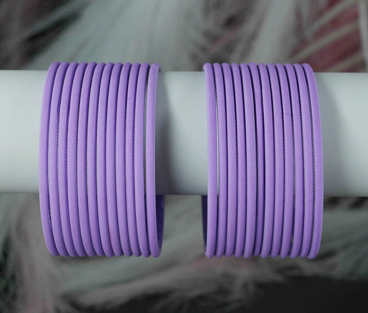 Purple Color Plain Matte Metal Bangles for Women & Girls (Pack of 24)