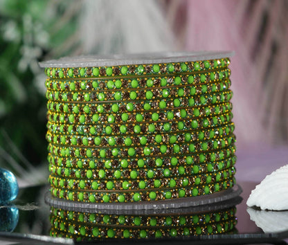 Glass Bangles with Beads Studded for Women & Girls | Multiple Color Chudiyan (Pack of 12 Bangles)