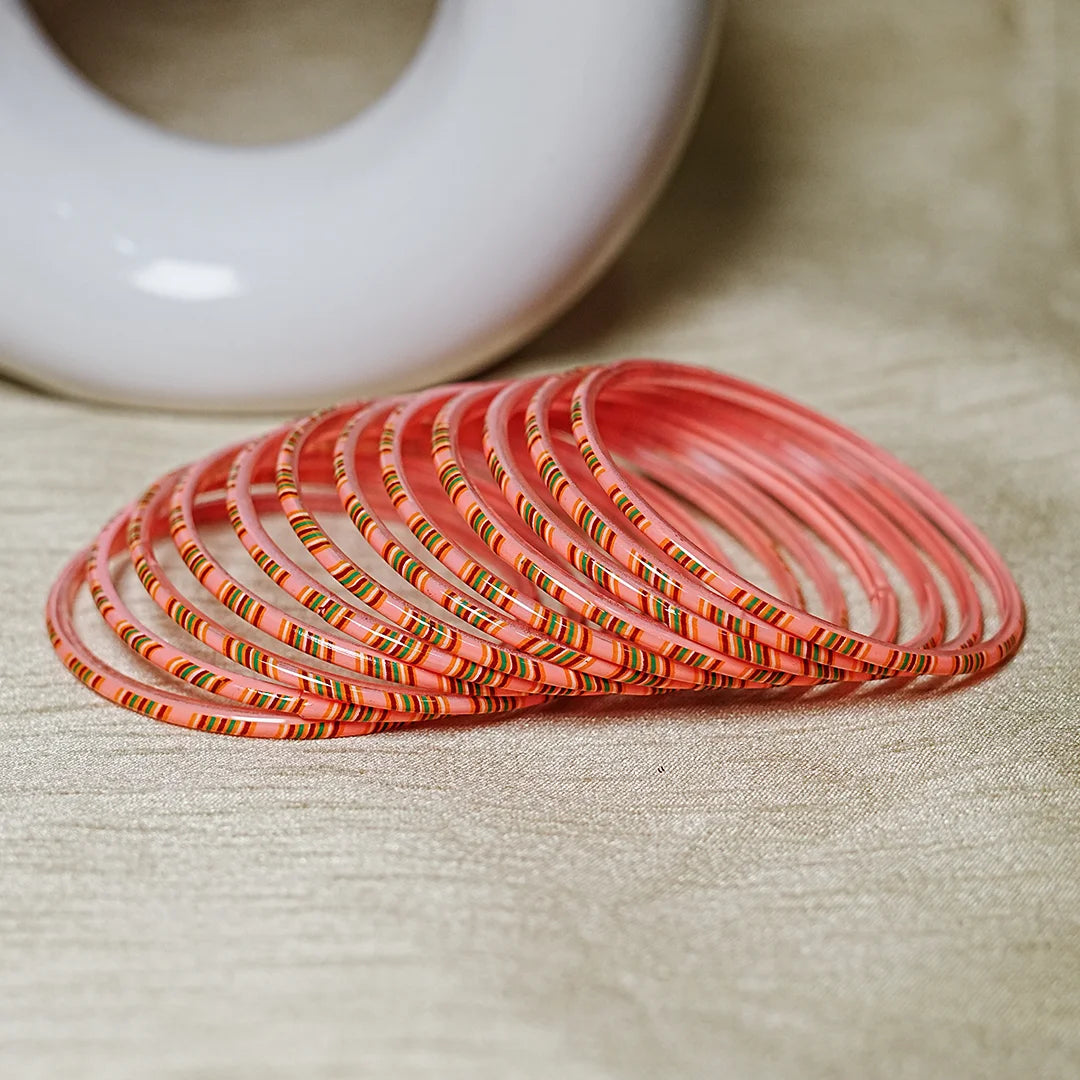 Women’s Printed Glass Bangles – Shiny & Smooth Finish (Pack of 12)