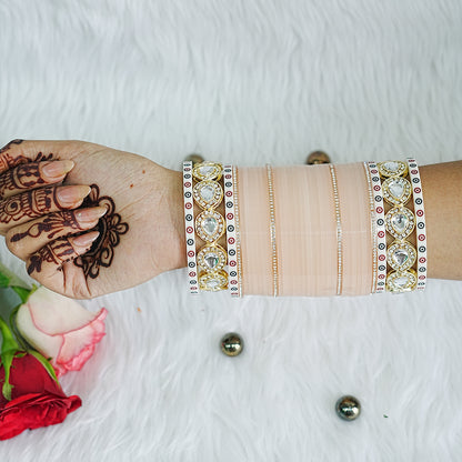 Peach Color Traditional Wedding Bridal Chura Set for Women (Both Hands)