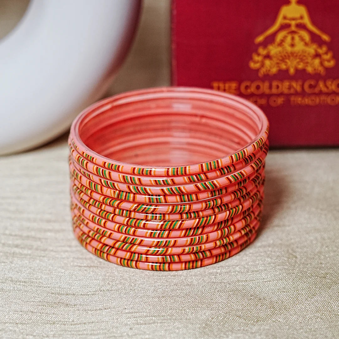 Women’s Printed Glass Bangles – Shiny & Smooth Finish (Pack of 12)