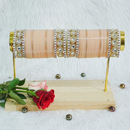 Peach Color Traditional Wedding Bridal Chura Set for Women (Both Hands)