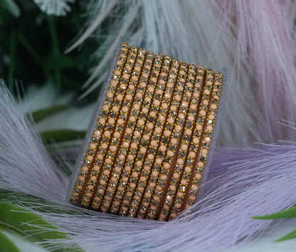 Glass Bangles with Beads Studded for Women & Girls | Multiple Color Chudiyan (Pack of 12 Bangles)