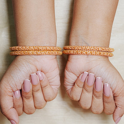 Golden Ball Studded Handcrafted Glass Kada Bangles for Women & Girls (Pack of 4 Kada)
