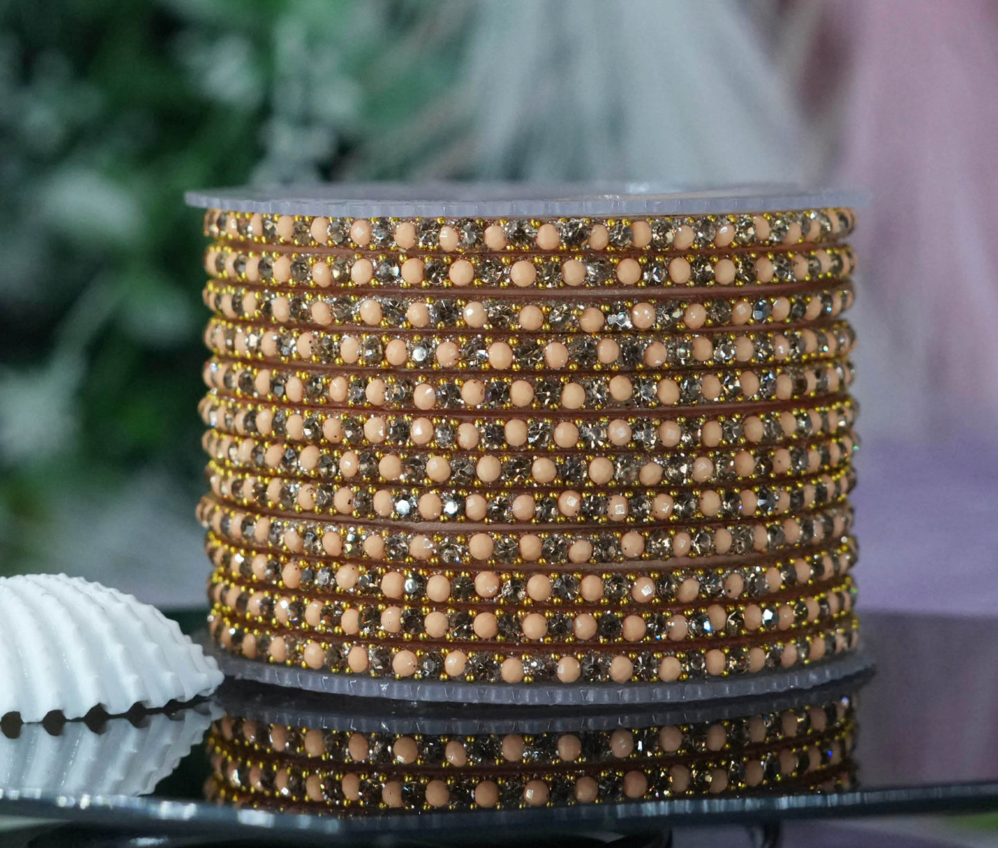 Glass Bangles with Beads Studded for Women & Girls | Multiple Color Chudiyan (Pack of 12 Bangles)