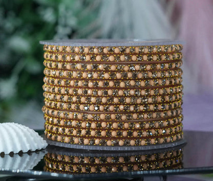 Glass Bangles with Beads Studded for Women & Girls | Multiple Color Chudiyan (Pack of 12 Bangles)