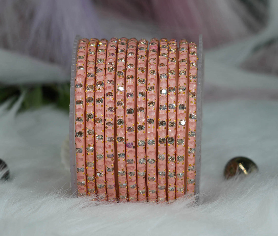 Glass Bangles with Beads Studded for Women & Girls (Pack 12)