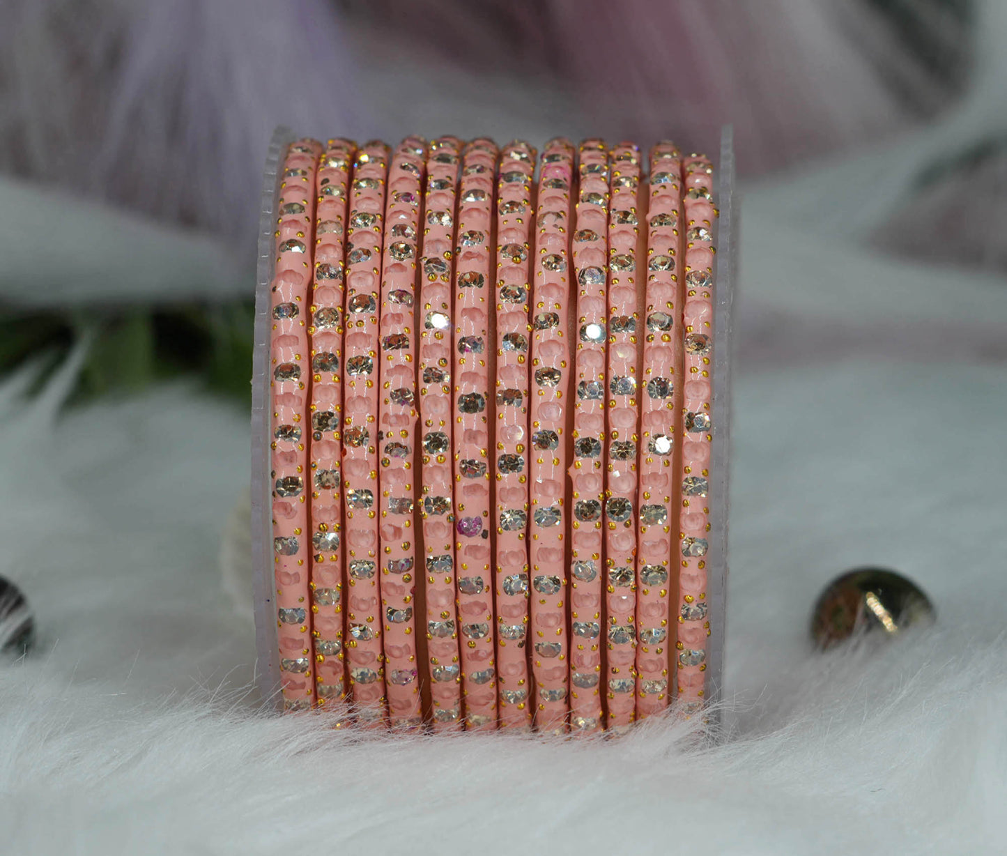 Glass Bangle with Beads Studded for Women & Girls (Pack 12 Bangles)