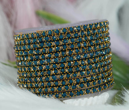 Glass Bangles with Beads Studded for Women & Girls | Multiple Color Chudiyan (Pack of 12 Bangles)