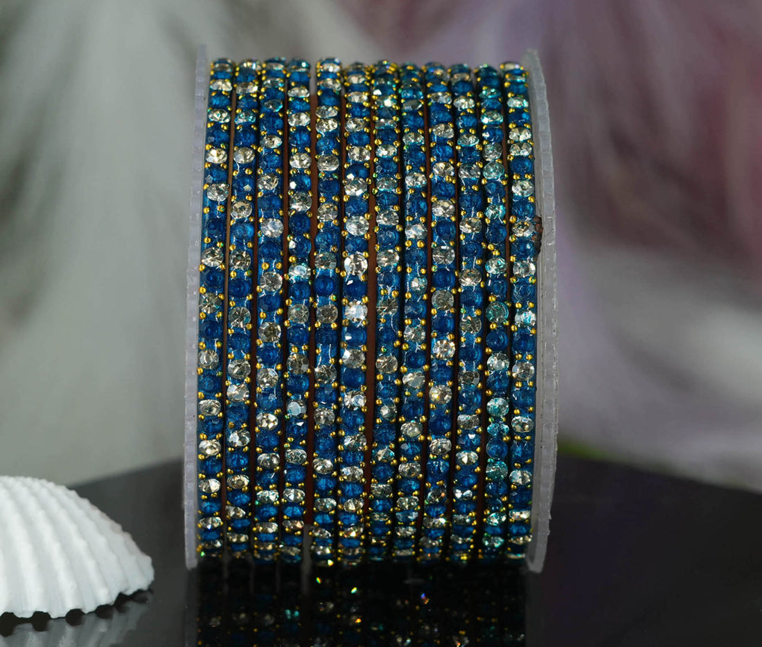 Glass Bangles with Beads Studded for Women & Girls (Pack 12)