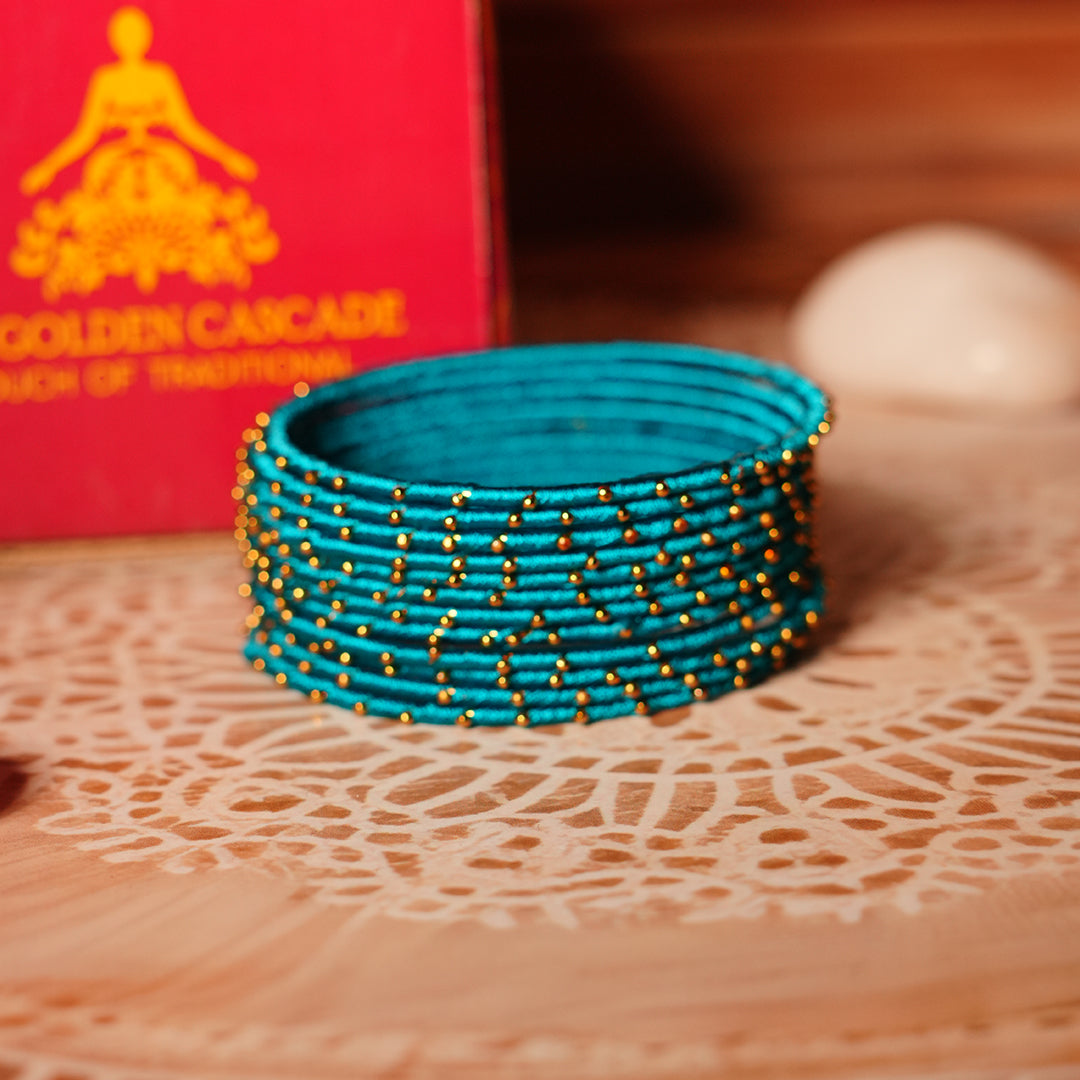 Peacock Color Premium Silk Thread Bangle for Women & Girls (Pack of 12)