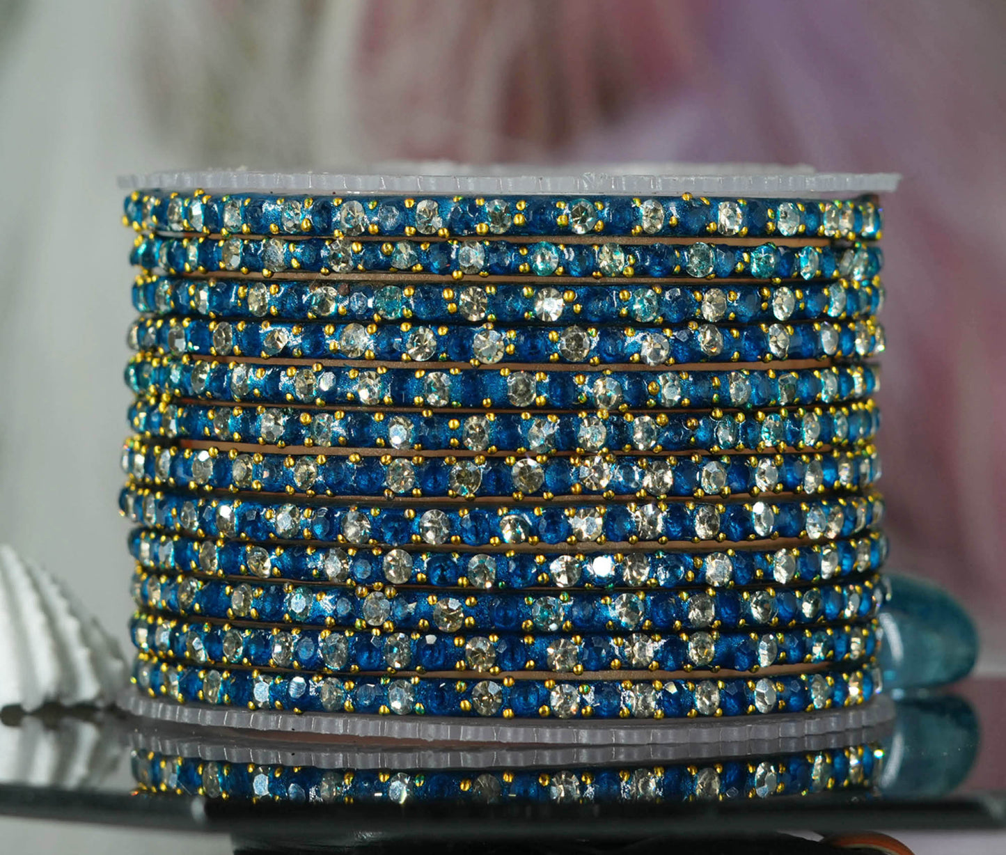 Glass Bangle with Beads Studded for Women & Girls (Pack 12 Bangles)