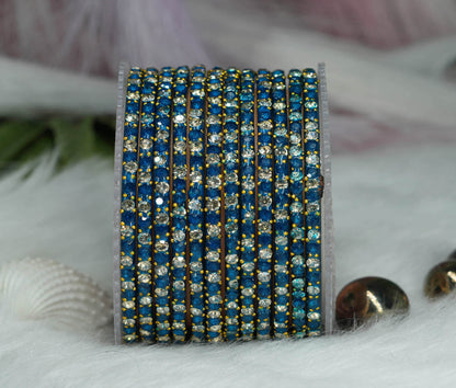 Glass Bangle with Beads Studded for Women & Girls (Pack 12 Bangles)