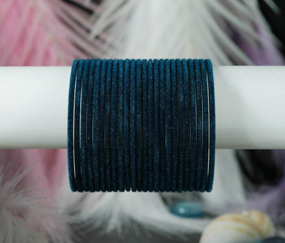Peacock Velvet Metal Bangles for Women & Girls (Pack of 24)