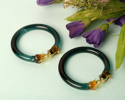 Multiple Color Elephant Design Glass Kada for Women & Girls (Pack of 2 Kada)