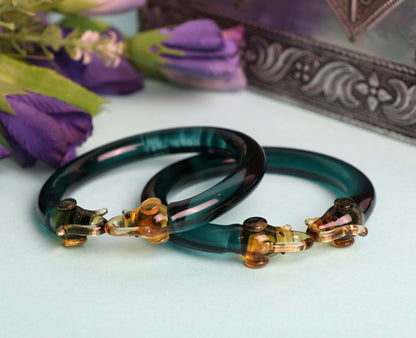 Multiple Color Elephant Design Glass Kada for Women & Girls (Pack of 2 Kada)