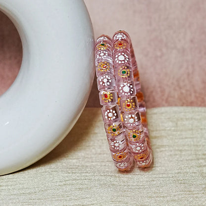 Stylish Cutting Design Printed Glass Kada for Women & Girls (Pack of 2)