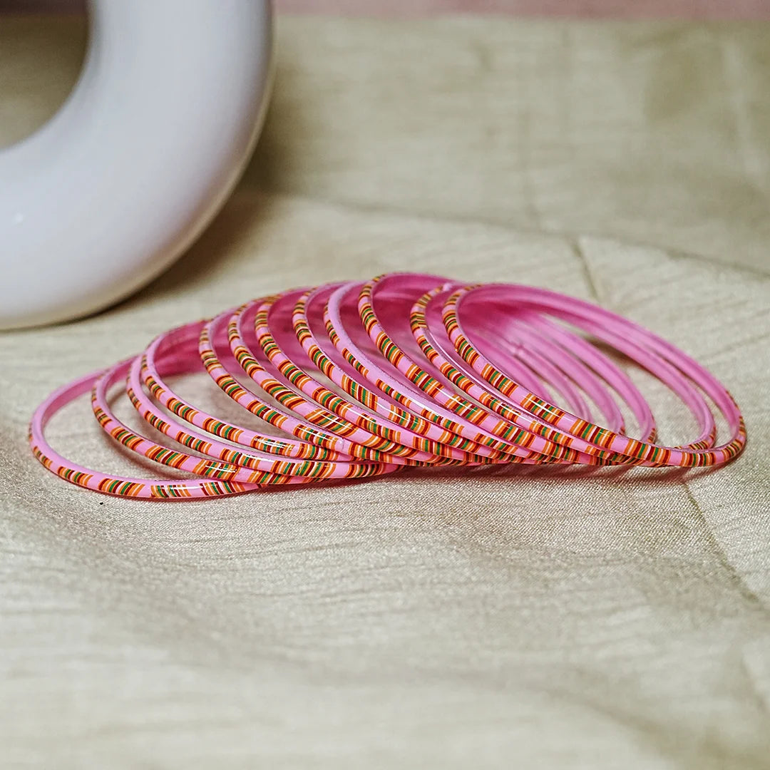 Women’s Printed Glass Bangles – Shiny & Smooth Finish (Pack of 12)