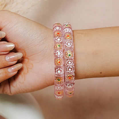 Stylish Cutting Design Printed Glass Kada for Women & Girls (Pack of 2)