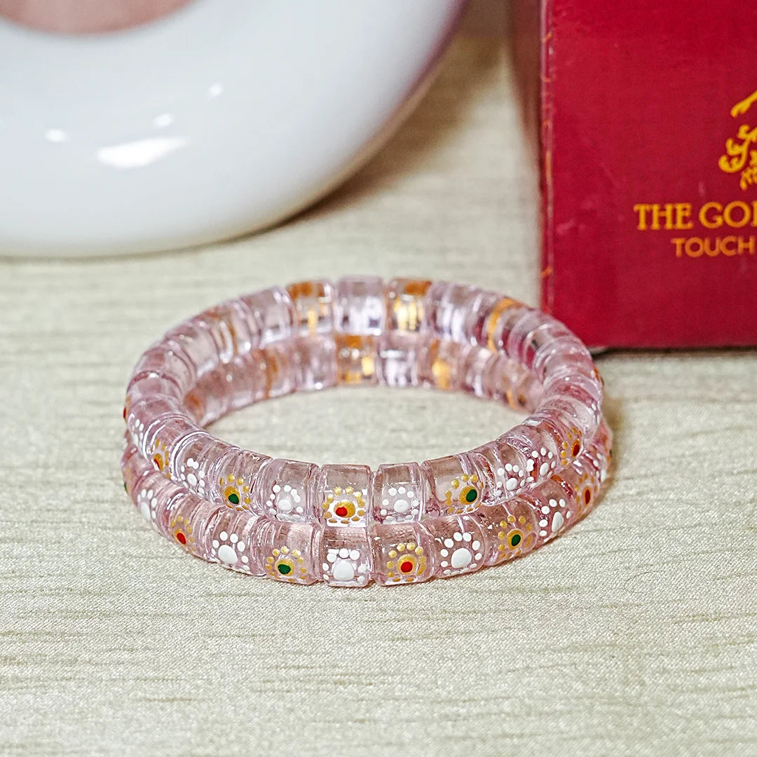 Stylish Cutting Design Printed Glass Kada for Women & Girls (Pack of 2)