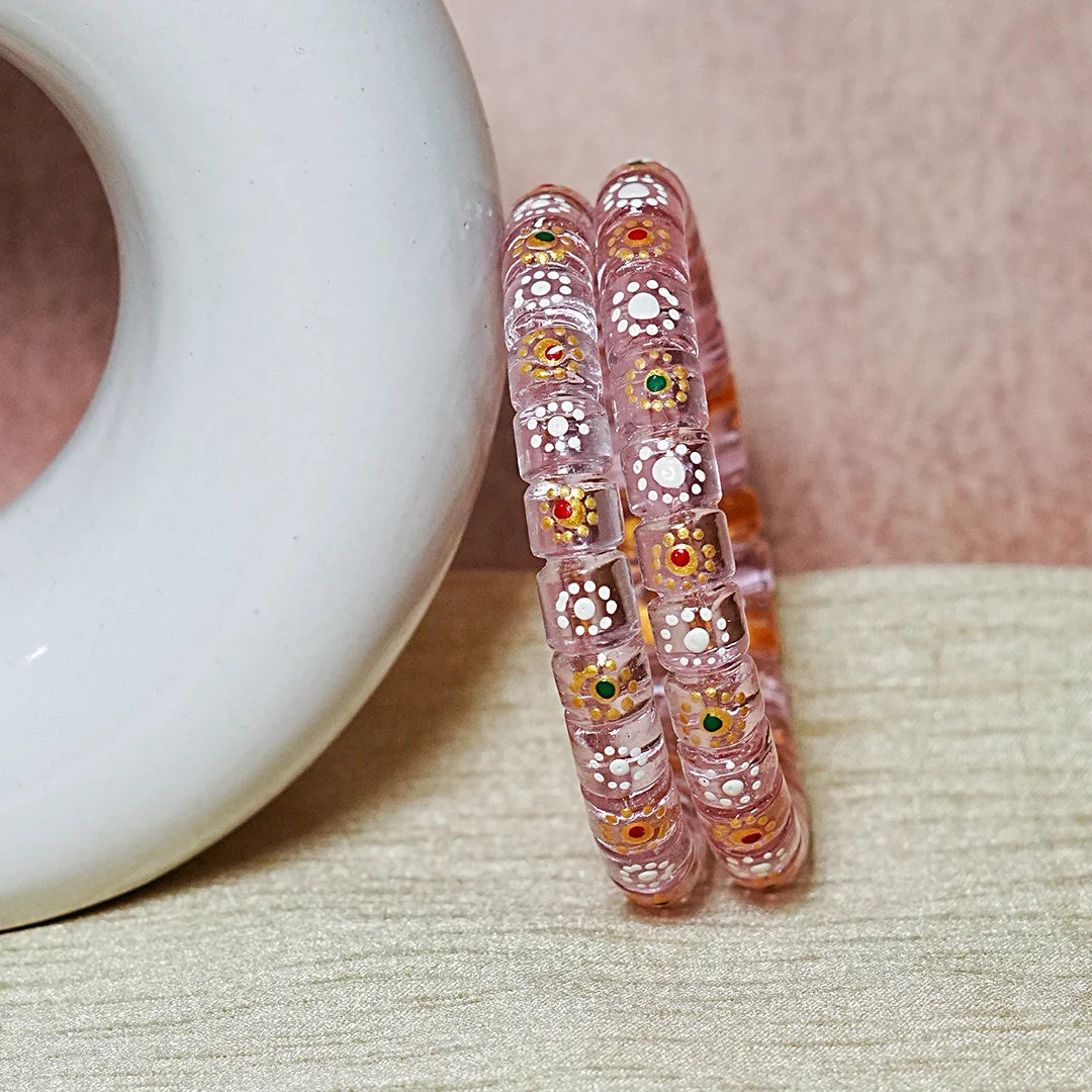 Stylish Cutting Design Printed Glass Kada for Women & Girls (Pack of 2)