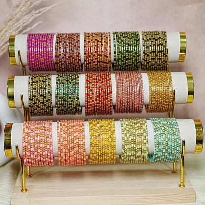 Women’s Printed Glass Bangles – Shiny & Smooth Finish (Pack of 12)