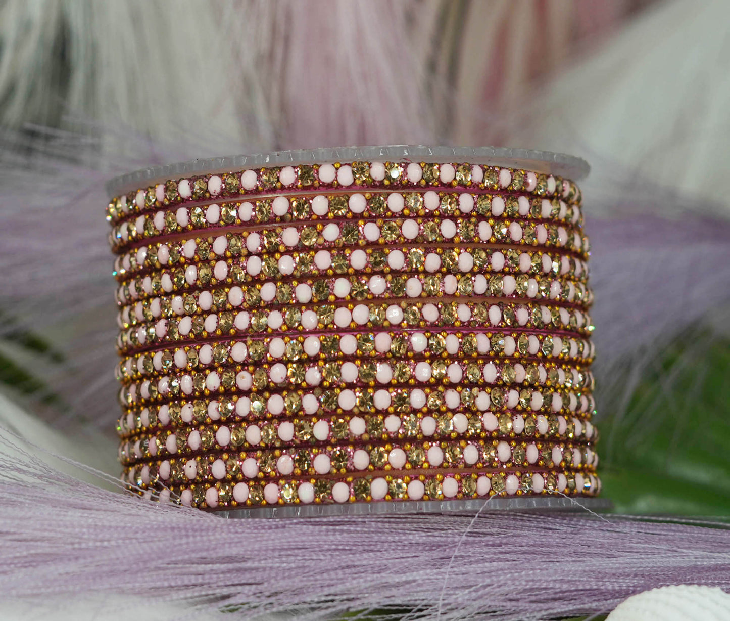 Glass Bangles with Beads Studded for Women & Girls | Multiple Color Chudiyan (Pack of 12 Bangles)