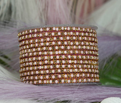 Glass Bangles with Beads Studded for Women & Girls | Multiple Color Chudiyan (Pack of 12 Bangles)