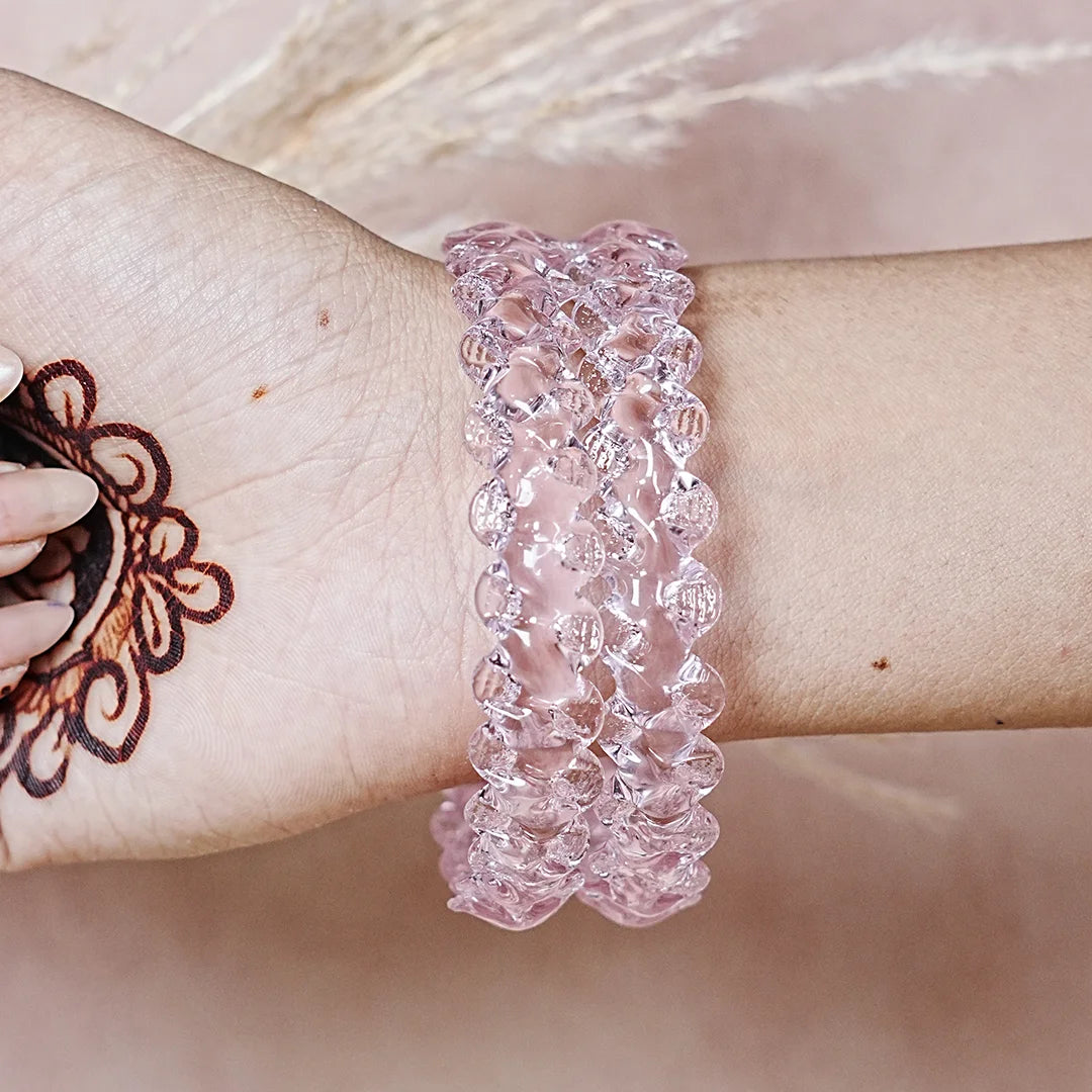 Unique Design "Sitara Glass Kada" Bangles with Glossy Finish for Women & Girls (Pack of 2)