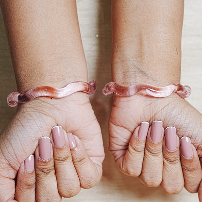 Zig-Zag Glass Kada Bangle, Glossy Finish for women and girls (Pack of 2 Kada)