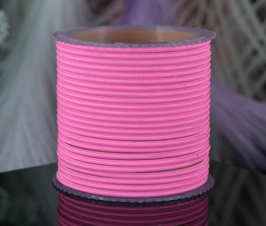 Pink Color Plain Matte Metal Bangles for Women & Girls (Pack of 24)