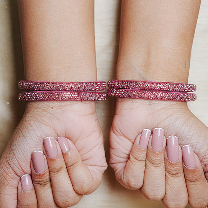 Handmade Beaded Work Glass Kada Bangles for Women & Girls (Pack of 4 Kada)