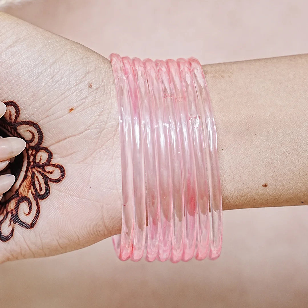 Trendy Acrylic Bangles Glossy & Smooth Finish for Women (Pack of 8)