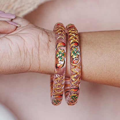 Traditional Glass Kada Bangle with Meenakari Work for Women & Girls (pack of 2 kada)
