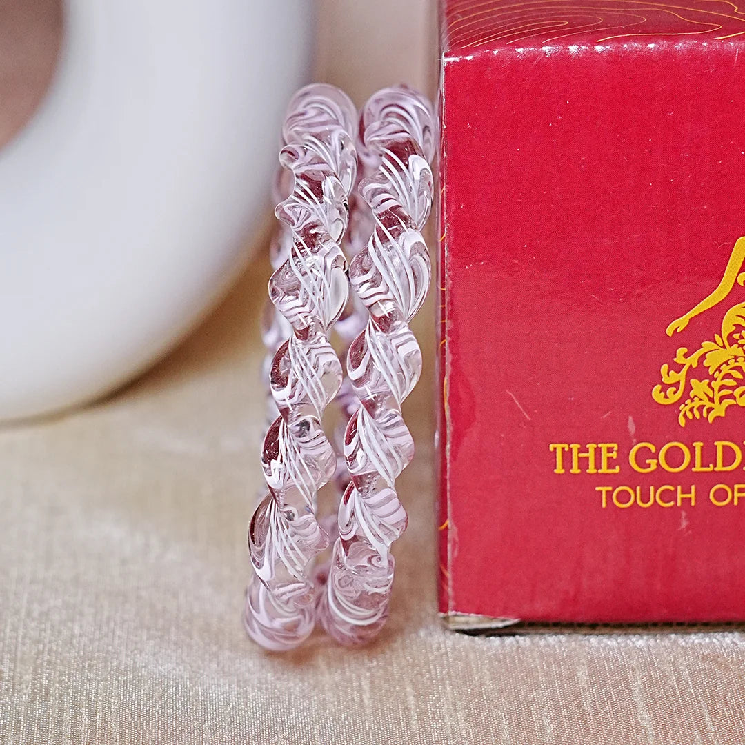 Glossy Finish Spiral Look Glass Kada Bangle for Women & Girls (Pack of 2)