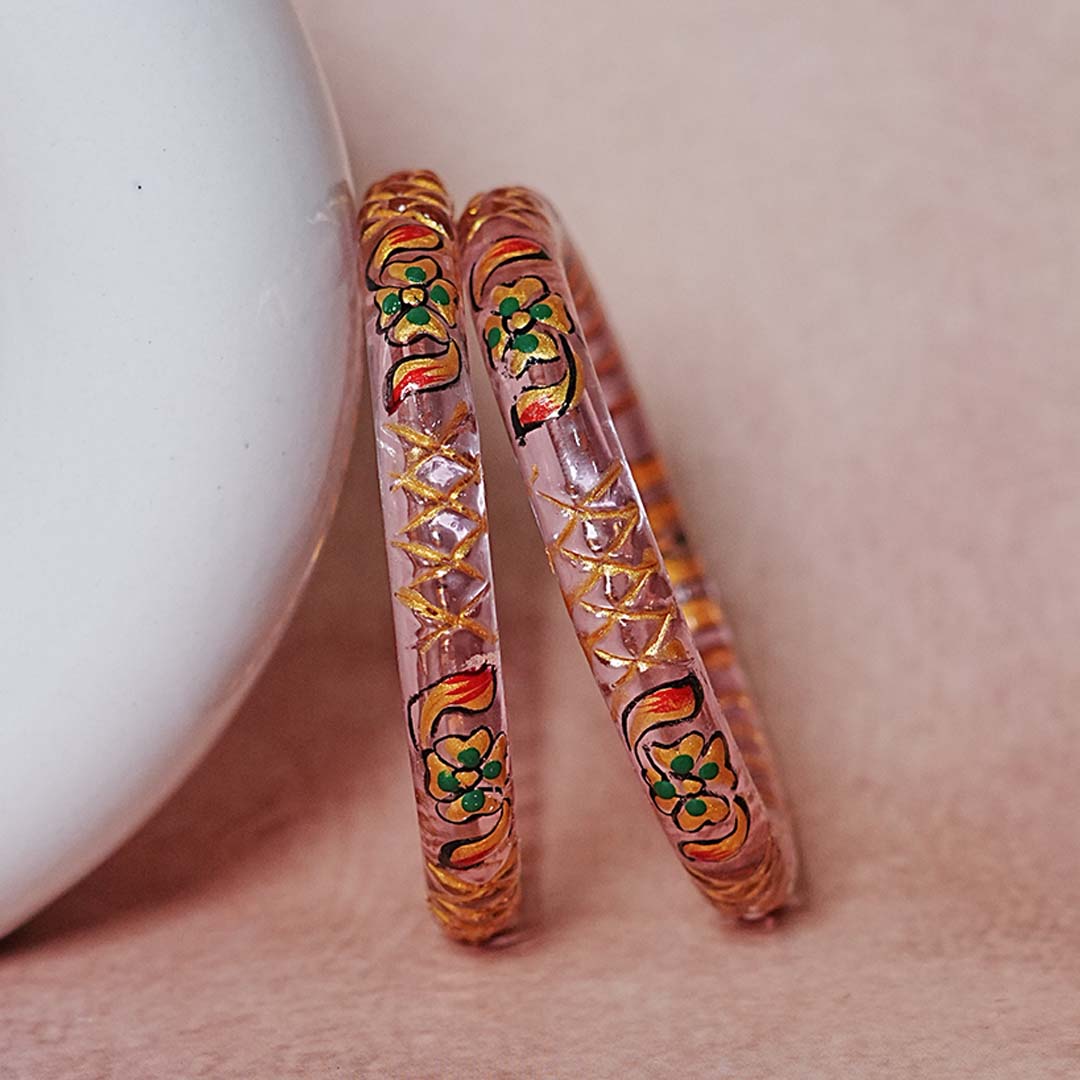Traditional Glass Kada Bangle with Meenakari Work for Women & Girls (pack of 2 kada)