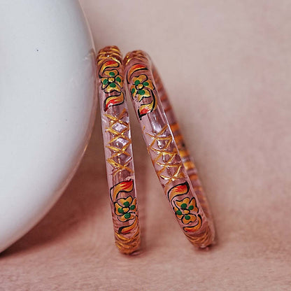 Traditional Glass Kada Bangle with Meenakari Work for Women & Girls (pack of 2 kada)